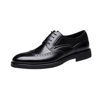 Zapatos Formales Vestir Brogue for Hombre, Cuero español, cómodos, ortopédicos, con Goma Antideslizante y tacón Bloque, for Bodas, Fiestas, graduaciones, clásicos, con Cordones.(Noir,44.5 EU)