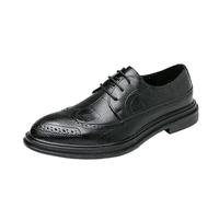 Zapatos Formales Vestir con Punta Brogue y Punta ala for Hombre, Cuero francés, a la, con Cordones, cómodos, ortopédicos, con diseño Puntera, Antideslizantes, for Bodas, Fiestas y graduaciones Inform