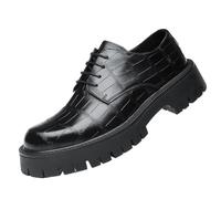 Zapatos Formales Vestir for Hombre, Piel Flor, con Punta Lisa, Goma, Antideslizantes, for Oficina, Negocios, clásicos, con Cordones, cómodos, ortopédicos.(Noir,44 EU)