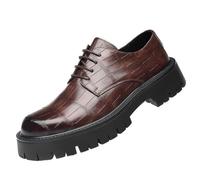 Zapatos Formales Vestir for Hombre, Piel Flor, con Punta Lisa, Goma, Antideslizantes, for Oficina, Negocios, clásicos, con Cordones, cómodos, ortopédicos.(Brown,43 EU)