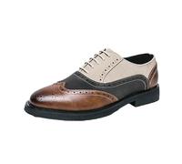 Zapatos formales vestir Oxford Spectator Wingtip Brogue for hombre, cuero, con punta puntiaguda, modernos, con cordones, negocios, goma antideslizante, tacón bloque antideslizante, clásicos.(White,44.