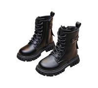 Zapatos genéricos de batalla para niña, estilo botines con cordones y cremallera lateral - Bebé/joven/niño, Negro , 34 EU