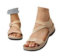 Zapatos genéricos para mujer, sandalias planas elegantes con punta abierta, fáciles de poner para el verano, para una comodidad y un estilo diario., caqui, 36 EU