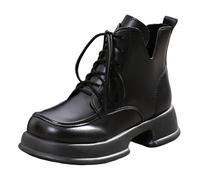 Zapatos góticos para mujer, zapatos de plataforma gótica, doble tobillo, botas de otoño, punta redonda, para mujer, zapatos de vestir para mujer, zapatos de lluvia para mujer, Negro , 37 EU