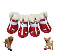 Zapatos gruesos antideslizantes para perros con forro de nieve, botas de invierno para perros pequeños, protección de patas de perros pequeños, suela de goma duradera con correa ajustable, paquete de