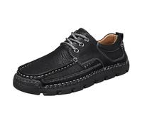 Zapatos hechos a mano para hombre, de cuero, color negro, sin cordones, transpirables, antideslizantes, suela gruesa, informales, ligeros, cómodos, botas descalzas, ortopédicas, antideslizantes, con