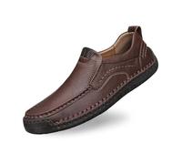 Zapatos Hombre Comodos - Mocasines casuales sin cordones para hombre cómodos zapatos planos de cuero para uso diario con jeans suela antideslizante para todas las estaciones ligeros y transpirables