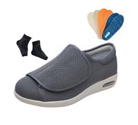 Zapatos Hombre Con Edema Diabético, Zapatos De Malla Ajustable Y Transpirables Para Fascitis Plantar Diabética Para Hombre, Exterior Antideslizantes Y Ensanchadores Personas Mayores(Gray,42 EU)