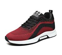 Zapatos Hombre Par de Zapatos de Hombre con Elevación Casual Malla Zapatillas Deportivas Ligeras Transpirables con Cordones con Tacón Elevador Oculto para Hombres 10cm, rojo, 38 EU Ancho