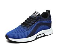 Zapatos Hombre Par de Zapatos de Hombre con Elevación Casual Malla Zapatillas Deportivas Ligeras Transpirables con Cordones con Tacón Elevador Oculto para Hombres 10cm, azul, 43 EU Ancho