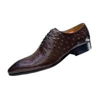 Zapatos Hombre Vestir Brogue Oxfords Lace-Up Autumn Winter Dress Shoes Formal Business Office Shoes with Buckle for Wedding(Coffee,46)