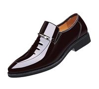 Zapatos Hombre Vestir,Mocasines de Vestir de Piel Sin Cordones Formales Moda Zapatos de Negocios Suelas Blandas Cómodos Zapatillas de Cuero Brillante Clásicos Colores Sólido 2025