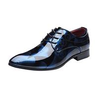 Zapatos Hombre Vestir,Mocasines Hombre de Cuero con Cordones Estilo Británico Retro Simple para Todas Las Estaciones Ligeras Cómodo Mocasín Brillante Zapatos Elegantes de Negocios Bodas