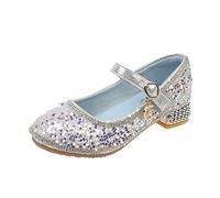 Zapatos iluminados para niños, zapatos de princesa, zapatos individuales, zapatos individuales suaves, zapatos de rendimiento para niñas pequeñas, Silver, 28.5 EU