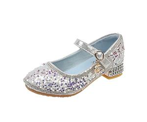Zapatos iluminados para niños, zapatos de princesa, zapatos individuales, zapatos individuales suaves, zapatos de rendimiento para niñas pequeñas, Silver, 28.5 EU