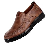 Zapatos informales de cuero para hombre, sin cordones, antideslizantes, para exteriores, con suela de goma, para caminar, tenis ligeros, transpirables, cómodos, para negocios, vestido formal, Khaki