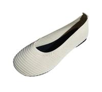 Zapatos informales de malla transpirable para mujer, ligeros, planos, grandes, individuales, color liso, Color blanco., 42 EU