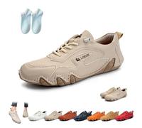 Zapatos italianos hechos a mano for mujer, for caminar, de piel, for exteriores, antideslizantes, impermeables, informales, ligeros, cómodos, sin cordones, minimalistas, mocasines de suela blanda(Beig