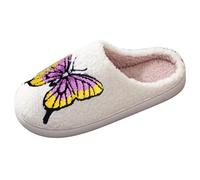 Zapatos ligeros para mujer, par de invierno, mariposa, animales, dibujos animados, tallas grandes, cálidas, acolchadas, de algodón, zapatillas de deporte, zapatos forrados, morado, 41 EU