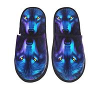 Zapatos Lobo De Luz Azul Cómodo Zapatos De Algodón Cálidas Zapatillas De Casa Para Invierno Viaje Otoño M