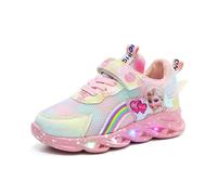 Zapatos luminosos Elsa, zapatos de princesa niñas 27 zapatos for niños con luz LED intermitente zapatillas deportivas de primavera y otoño for interior y exterior rosa/morado 21-35(Rosa,22 EU)