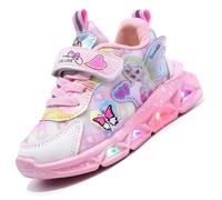 Zapatos luminosos for niñas de 2 a 8 años, zapatos ELSA, infantiles con cierre de MAGIC TAPE, zapatillas deportivas y deportivas, zapatos de interior ideales for el colegio y el tiempo libre(Rosa,32 E