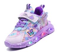 Zapatos luminosos for niñas de 2 a 8 años, zapatos ELSA, infantiles con cierre de MAGIC TAPE, zapatillas deportivas y deportivas, zapatos de interior ideales for el colegio y el tiempo libre(Púrpura,2