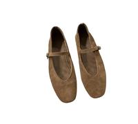 Zapatos Mary Jane de Mujer Spring Y Otoño para Mujeres Flat Round Toe Soft Sole Casual Mary Jane Zapatos-marrón-38