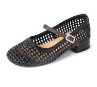 Zapatos Mary Jane de tacón Alto para Mujer Tejidos a Mano con pedrería para la Playa Suaves cómodos de Malla Transpirable Antideslizantes Tipo Bailarina para el Verano