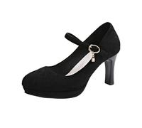 Zapatos Mary Jane para invitada de boda 2026 para mujer, tacón alto, transpirables, para baile de graduación, noche, correa de puntera cerrada, Negro2., 38 EU