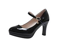 Zapatos Mary Jane para invitada de boda 2026 para mujer, tacón alto, transpirables, para baile de graduación, noche, correa de puntera cerrada, Negro1., 38.5 EU