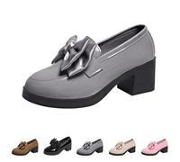 Zapatos Mary Jane para mujer, mocasines de tacón de bloque, cómodos, bonitos, con plataforma, de tacón alto, clásicos, ligeros, cómodos, elegantes, con puntera redonda, gruesos, gris, 38 EU