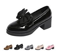Zapatos Mary Jane para mujer, mocasines de tacón de bloque, cómodos, bonitos, con plataforma, de tacón alto, clásicos, ligeros, cómodos, elegantes, con puntera redonda, gruesos, Black, 38.5 EU