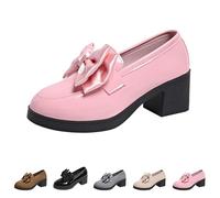 Zapatos Mary Jane para mujer, mocasines de tacón de bloque, cómodos, bonitos, con plataforma, de tacón alto, clásicos, ligeros, cómodos, elegantes, con puntera redonda, gruesos, Pink, 37.5 EU