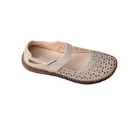 Zapatos Mary Janes para mujer, zapatos planos y cerrados huecos para mujer, zapatos de ballet antideslizantes bajos, ligeros, suaves, punta redonda, zapatos de trekking, cómodas sandalias de cuero