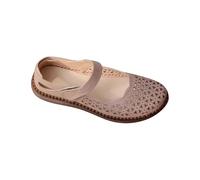 Zapatos Mary Janes para mujer, zapatos planos y cerrados huecos para mujer, zapatos de ballet antideslizantes bajos, ligeros, suaves, punta redonda, zapatos de trekking, cómodas sandalias de cuero