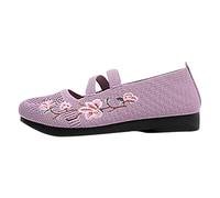 Zapatos Moda Y Deporte Para Mujeres Bordado De Flores Zapato Ortopédico Sin Cordones De Plataforma Ligeras Cómodas Amortiguación Mayor Alivio, morado, 39 EU