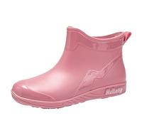 Zapatos Mujer 42 Rojo Women's Rain Water Shoes Top Rubber Shoes Casual and Fashionable All Outdoor Work Fishing Car Washing Kitchen Non Overshoes Rain Zapatos de Mujer Botines Tacón, Rosa., 37 EU