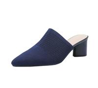 Zapatos Mujer Color Puntera Hueca Espalda Puntiaguda Dedos De La Boca Profunda Tela Casual Tacones Altos Zapatos De Mujer Con Cordones, azul, 36 EU