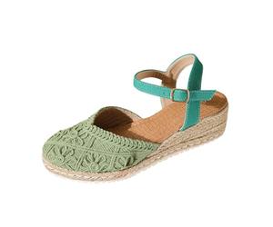 zapatos mujer comodos vestir sandalia cuña comoda mujer Sandalias Cómodas Plataforma Cerradas Tallas Grandes Sandals Verano Cierre de Hebilla Ajustable Talon Abierto Ideal Para El Día A Día Verde