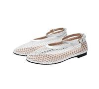 Zapatos Mujer Confort Chic Zapato Mary Jane Mujer, Zapatos Mujeres Blancos de Red con Correa y Hebilla para Oficina, Uso Diario, Fiestas y Paseos en Temporada Verano, blanco, 40 EU