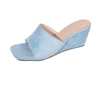 Zapatos Mujer Cuñas Cuñas Cuñas Suecia Corcho Tacones Altos Bandeja Sandalias Mujer Verano Playa Bohemia Cómodas con Soporte Arco Mary Jane Elegante Vintage, azul celeste, 37 EU