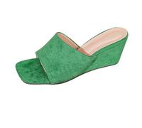 Zapatos Mujer Cuñas Cuñas Cuñas Suecia Corcho Tacones Altos Bandeja Sandalias Mujer Verano Playa Bohemia Cómodas con Soporte Arco Mary Jane Elegante Vintage, verde, 39 EU