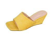 Zapatos Mujer Cuñas Cuñas Cuñas Suecia Corcho Tacones Altos Bandeja Sandalias Mujer Verano Playa Bohemia Cómodas con Soporte Arco Mary Jane Elegante Vintage, amarillo, 38 EU