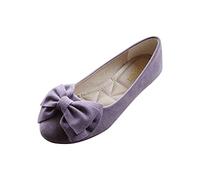 Zapatos Mujer Elegantes Bajos con Lazo - Zapatos Punta Redonda Bailarines, morado, 42 EU