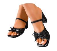 Zapatos Mujer Elegantes Pitillos, Zapatos Tacon Mujer Stilettos, Sandalias con Punta Abierta Lazo Encaje Calado Y Grueso Wedge Sandals Zapatillas De Vestir Sandals For Women Zapatillas Comodas