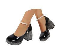 Zapatos Mujer Elegantes Pitillos, Zapatos Tacon Mujer TacóN, Es con Cadena Perlas Grueso/Plataforma Moda Veraniega con Wedge Sandals Zapatillas De Vestir Sandals For Women Zapatillas Comodas