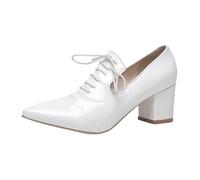 Zapatos Mujer Tacón Cuadrado Slip on Punta Fina Tallas Grandes Escarpas 2026, blanco, 39 EU