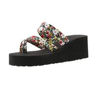 Zapatos Mujer Verano 2026 Chanclas Con Cuña Sandalias de Tacón Inclinado Para Mujer Gruesa Clip Para El Dedo Del Pie Sandalias Transpirables Tacon Chanclas Cuña Piscina (Beige 40)