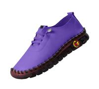 Zapatos Mujer Vestir - Zapatos De Cuero Hechos A Mano Zapatos Casuales Zapatos De Senderismo De Cuero para Mujer Zapatos De Suela Plana para Caminar Zapatos Deportivos Lisos con Cordones Zapatos